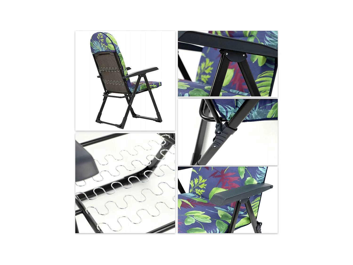 Chaise de jardin KADAX avec dossier réglable, chaise relax en acier thermolaqué, chaise pliante avec capacité de charge jusqu'à 110 kg, chaise longue avec coussin