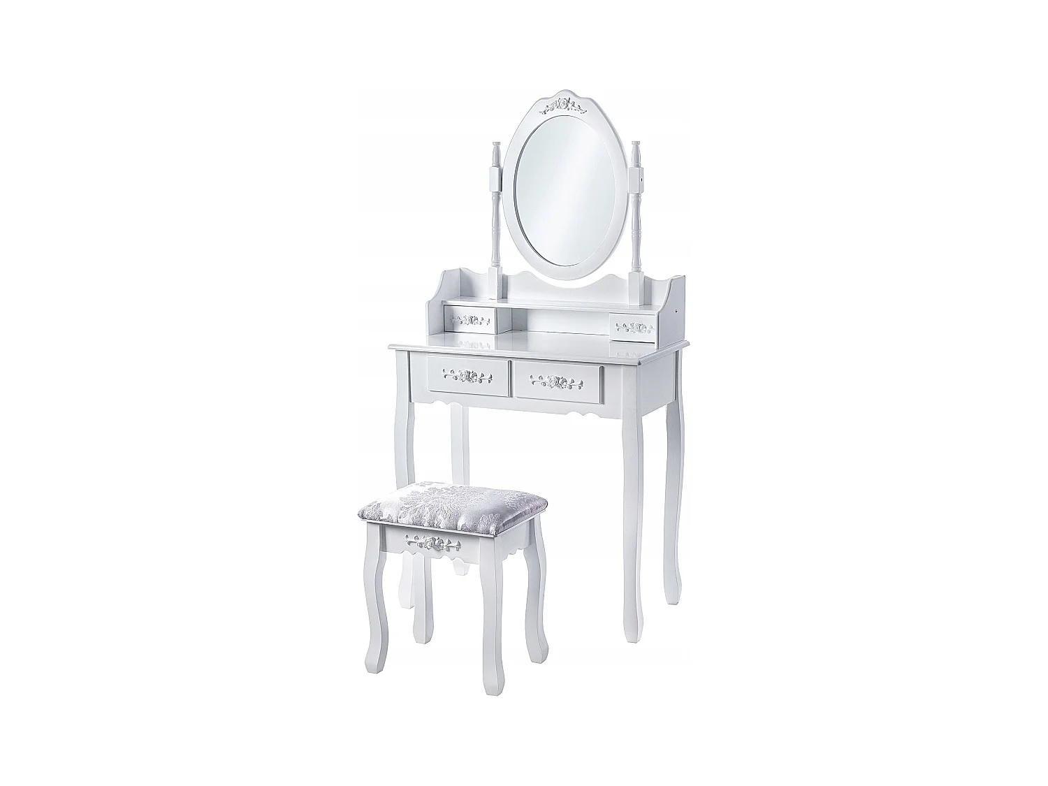 Coiffeuse KADAX avec miroir, tiroir et tabouret, 75 x 40 x 147 cm, coiffeuse, coiffeuse de chambre, armoire (blanc)