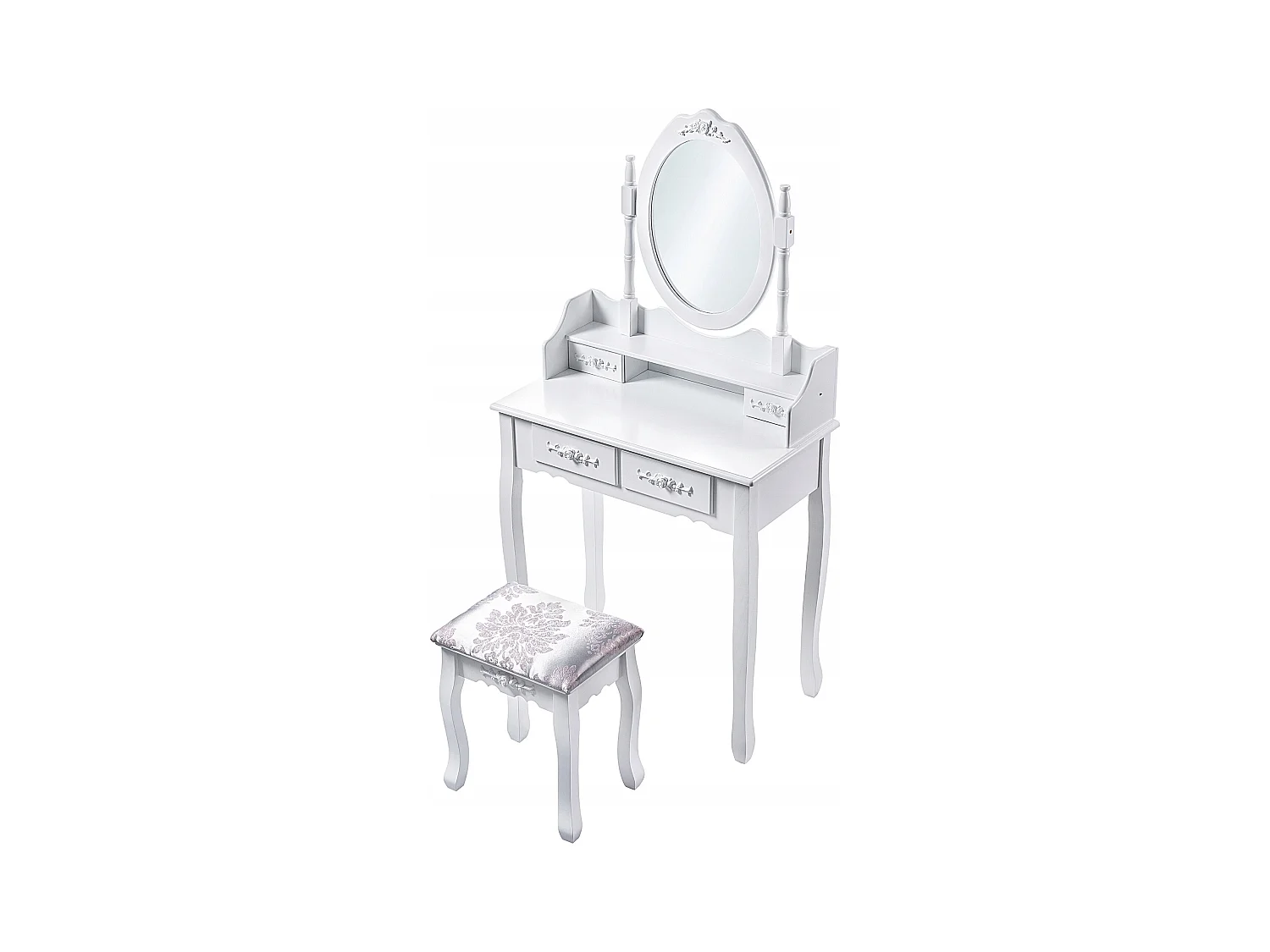 Coiffeuse KADAX avec miroir, tiroir et tabouret, 75 x 40 x 147 cm, coiffeuse, coiffeuse de chambre, armoire (blanc)