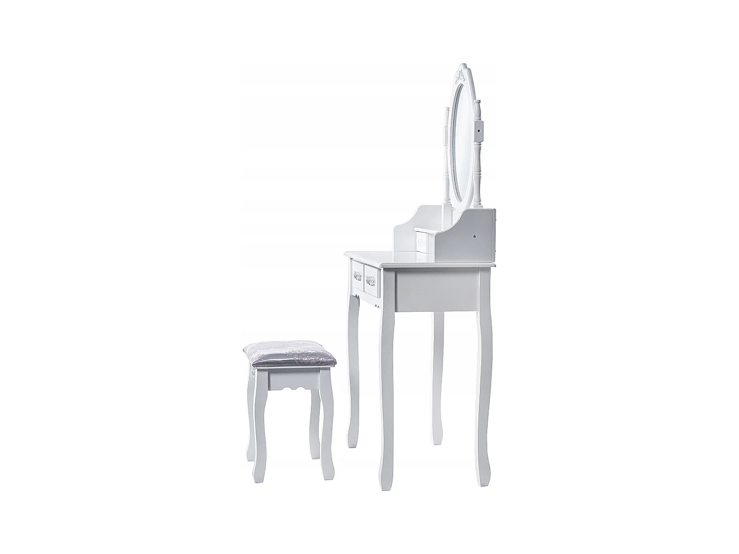 Coiffeuse KADAX avec miroir, tiroir et tabouret, 75 x 40 x 147 cm, coiffeuse, coiffeuse de chambre, armoire (blanc)