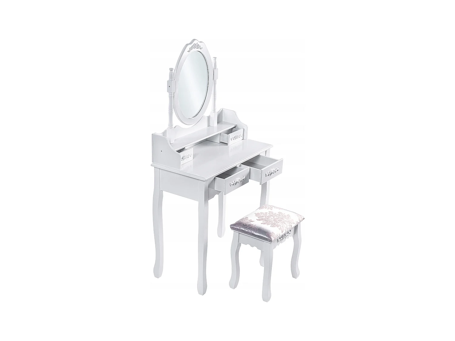 Coiffeuse KADAX avec miroir, tiroir et tabouret, 75 x 40 x 147 cm, coiffeuse, coiffeuse de chambre, armoire (blanc)