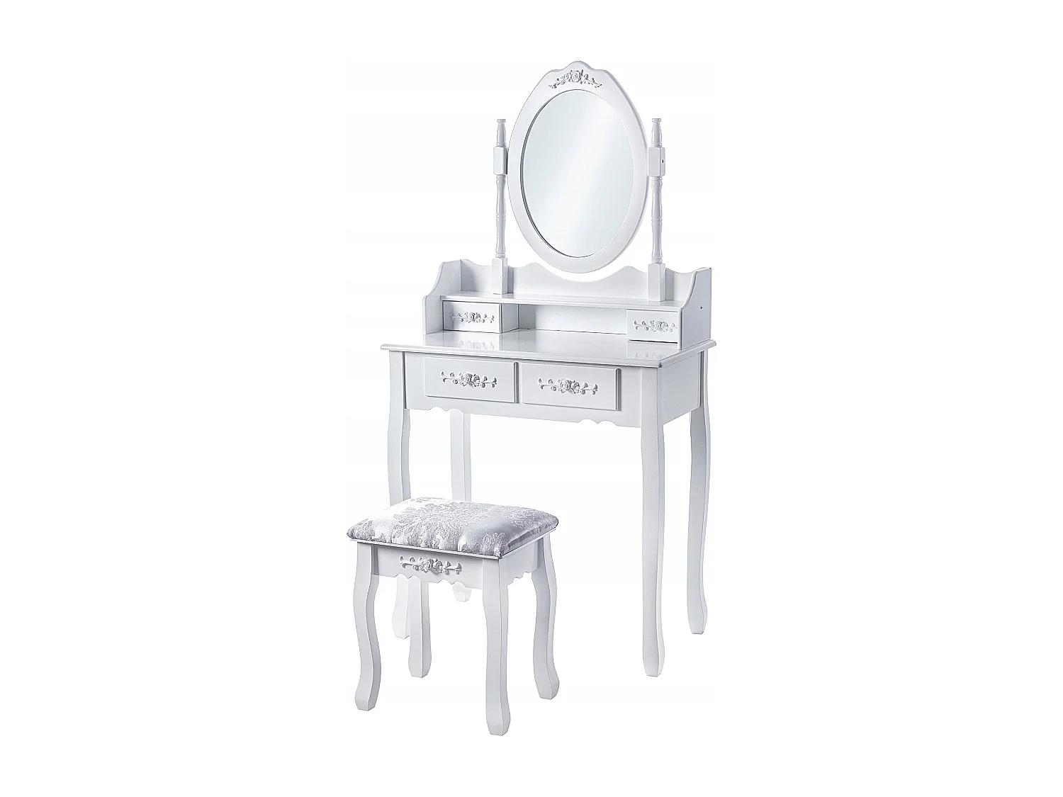 Coiffeuse KADAX avec miroir, tiroir et tabouret, 75 x 40 x 147 cm, coiffeuse, coiffeuse de chambre, armoire (blanc)