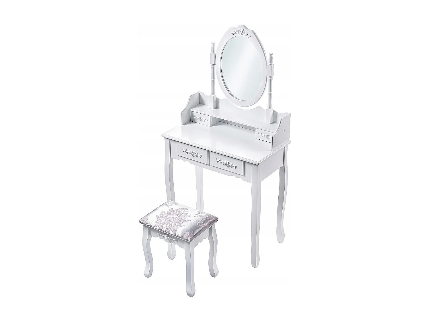 Coiffeuse KADAX avec miroir, tiroir et tabouret, 75 x 40 x 147 cm, coiffeuse, coiffeuse de chambre, armoire (blanc)
