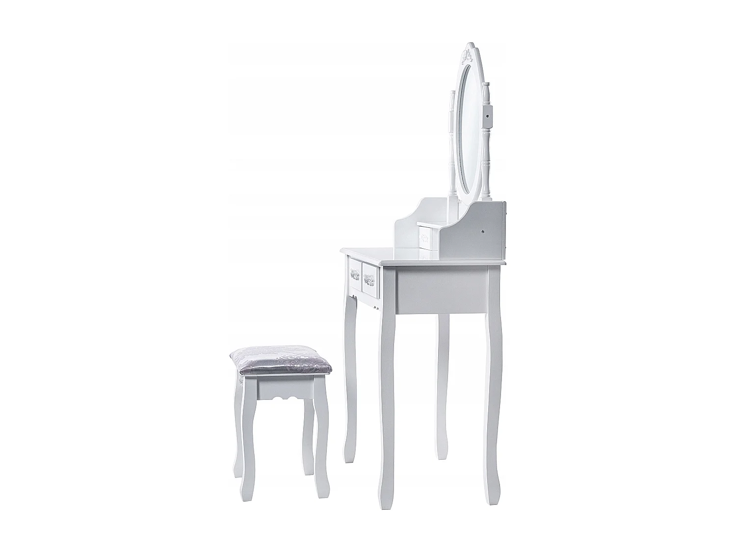 Coiffeuse KADAX avec miroir, tiroir et tabouret, 75 x 40 x 147 cm, coiffeuse, coiffeuse de chambre, armoire (blanc)