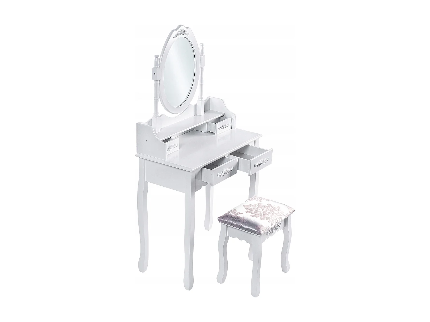 Coiffeuse KADAX avec miroir, tiroir et tabouret, 75 x 40 x 147 cm, coiffeuse, coiffeuse de chambre, armoire (blanc)