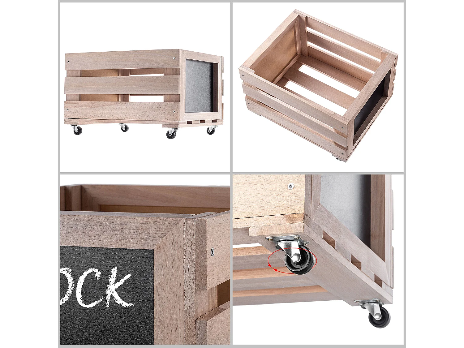 Caja de almacenamiento de discos de vinilo KADAX, caja de madera para guardar discos con ruedas, resistente, marrón, 36,5 x 45,5 x 28,5 cm
