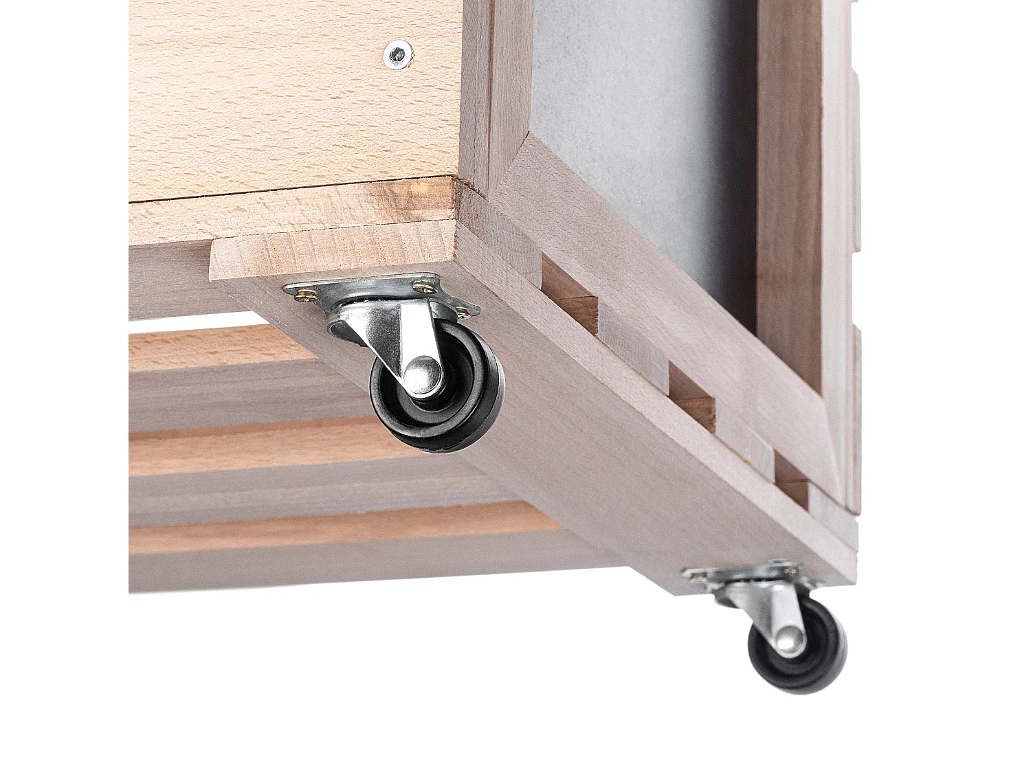 Caja de almacenamiento de discos de vinilo KADAX, caja de madera para guardar discos con ruedas, resistente, marrón, 36,5 x 45,5 x 28,5 cm