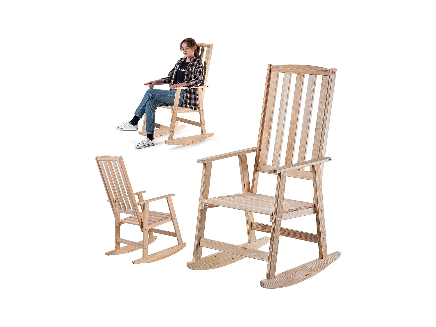 Chaise à bascule en bois Crenay naturel