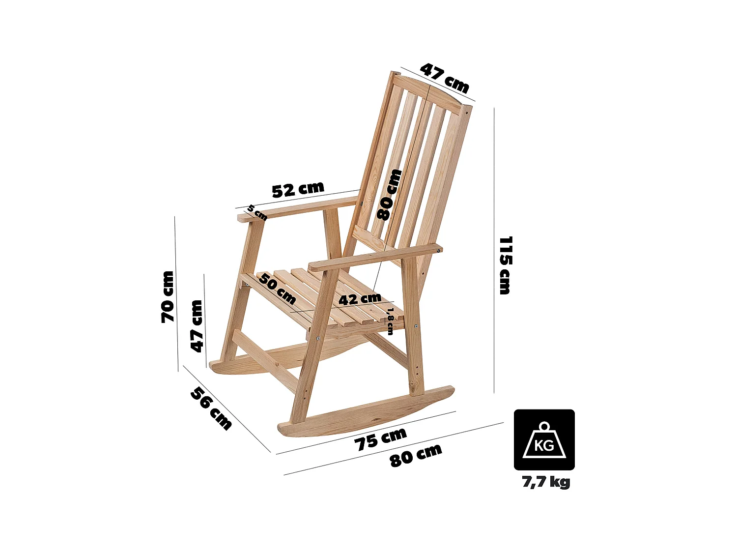 Chaise à bascule en bois Crenay naturel