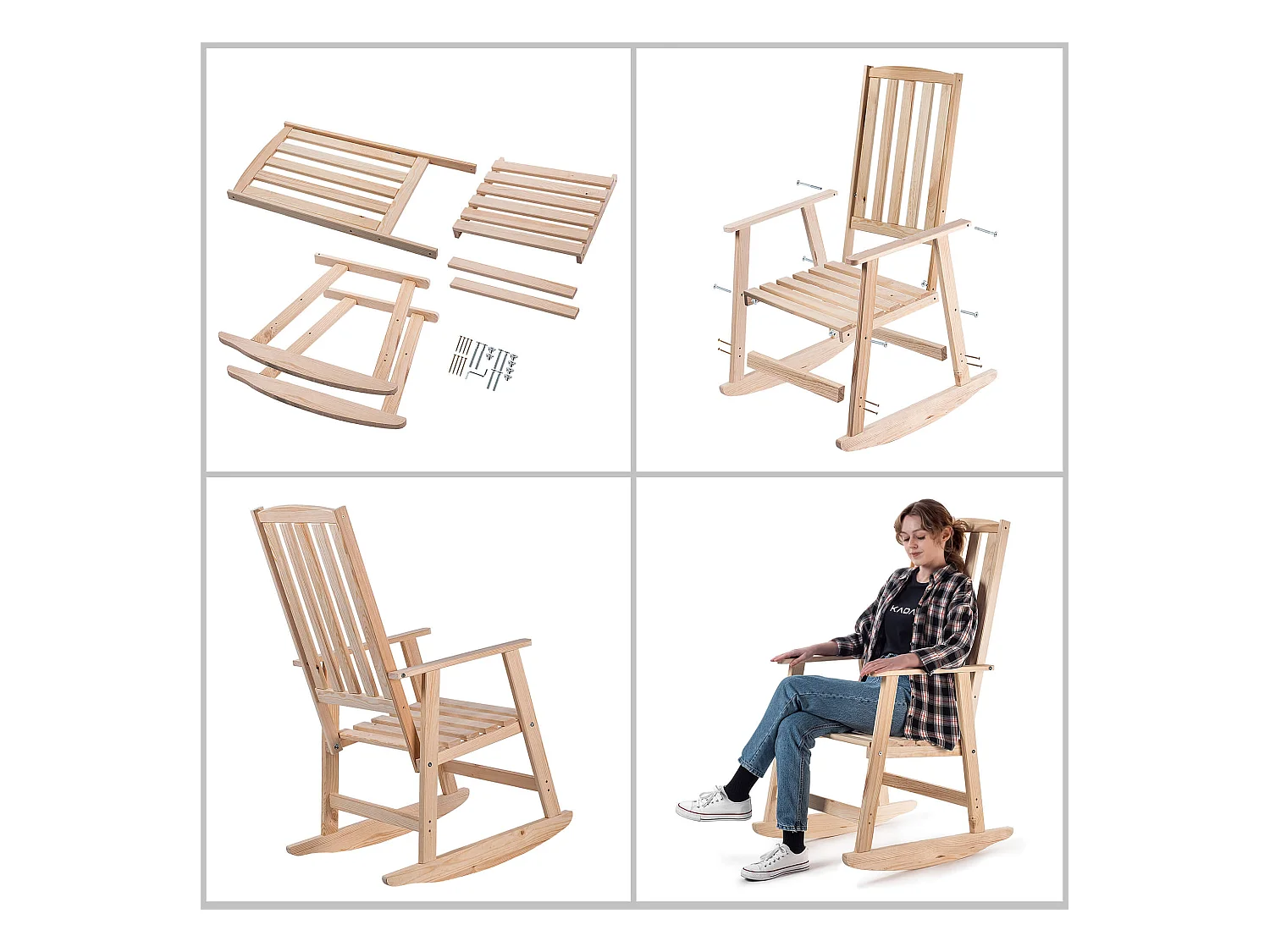 Chaise à bascule en bois Crenay naturel