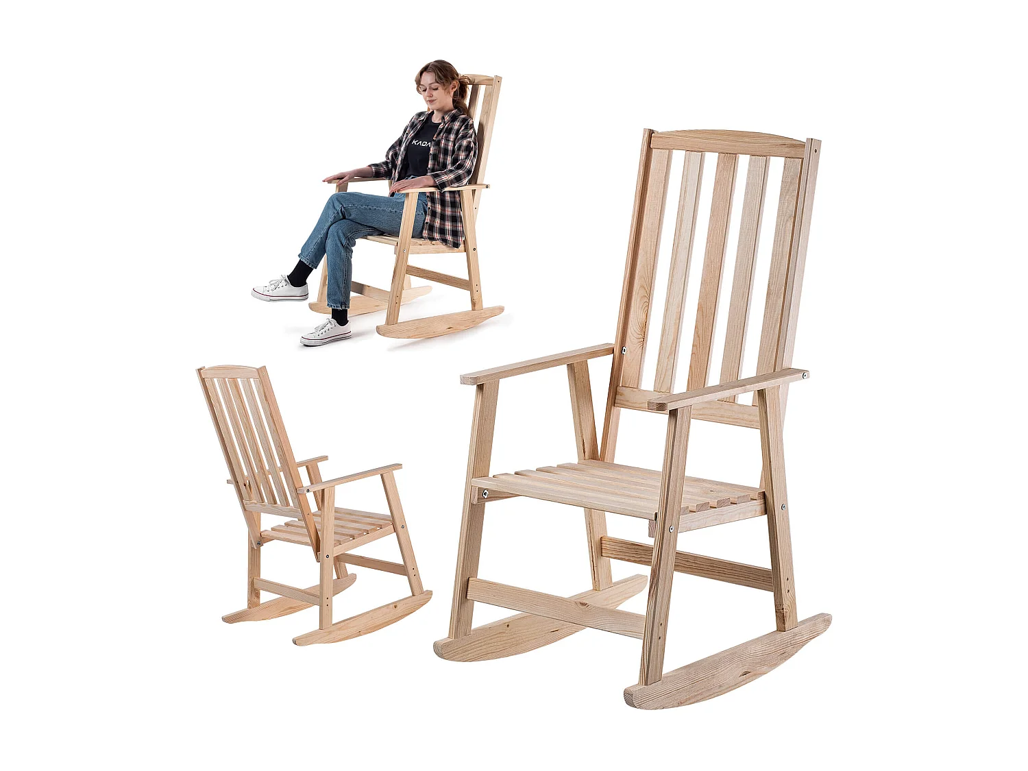 Chaise à bascule en bois Crenay naturel