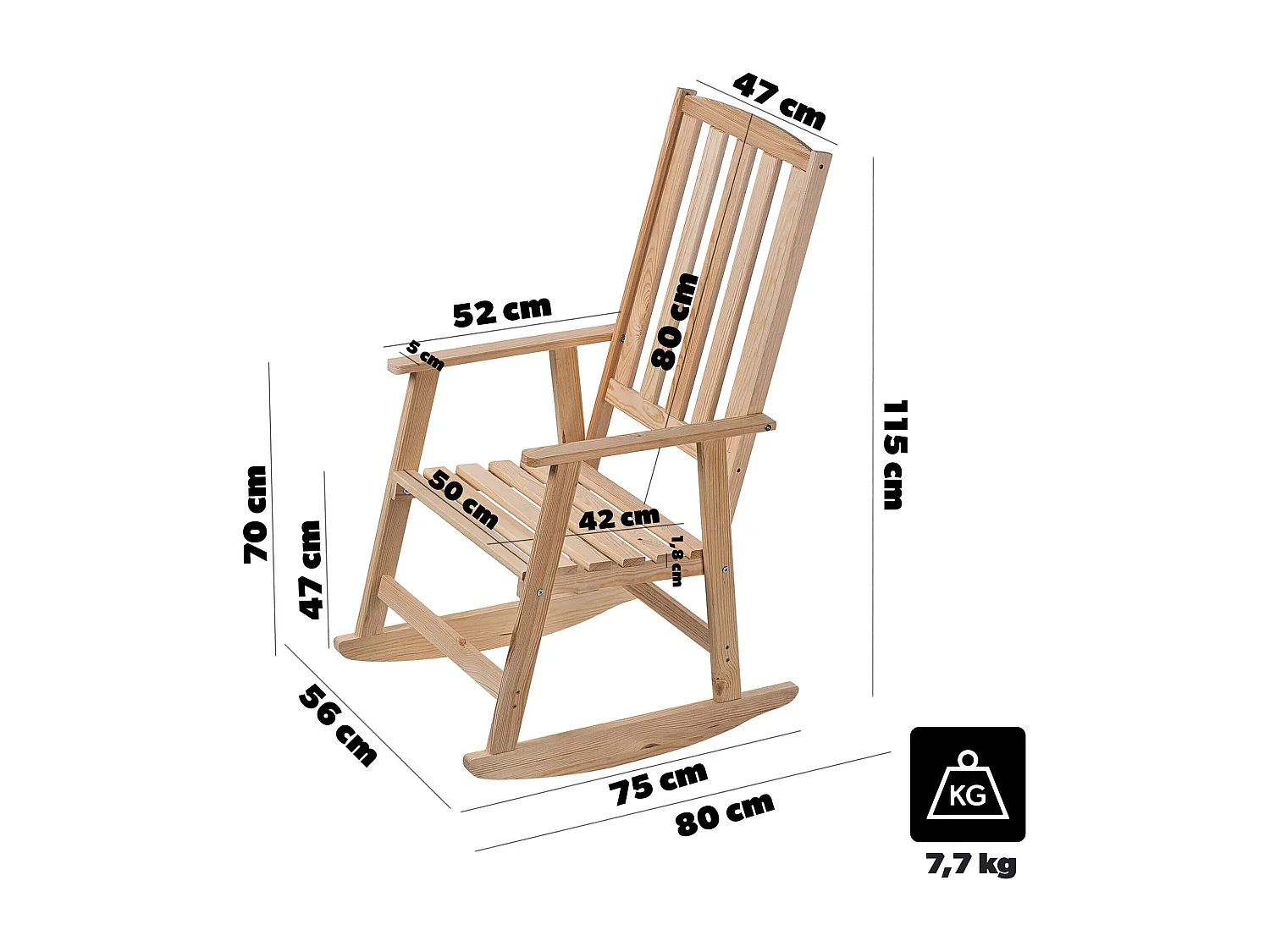 Chaise à bascule en bois Crenay naturel