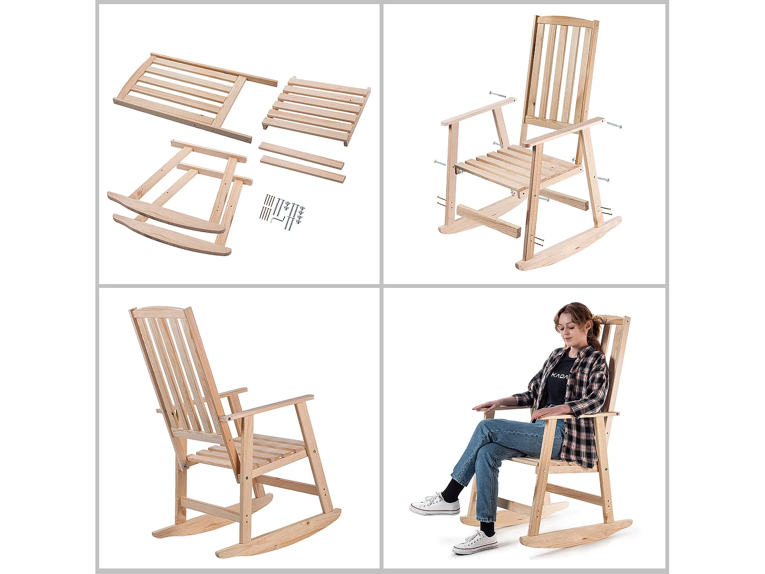 Chaise à bascule en bois Crenay naturel