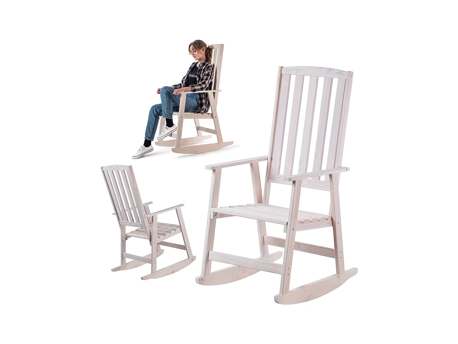 Chaise à bascule en bois Crenay blanche