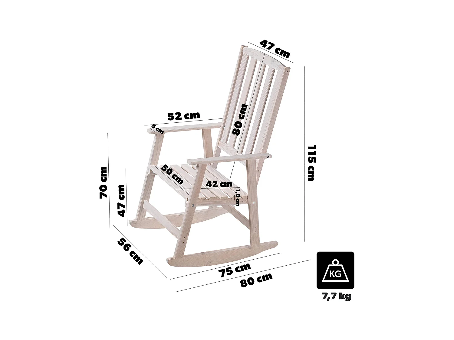 Chaise à bascule en bois Crenay blanche