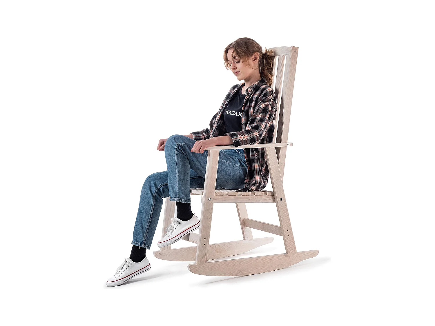 Chaise à bascule en bois Crenay blanche