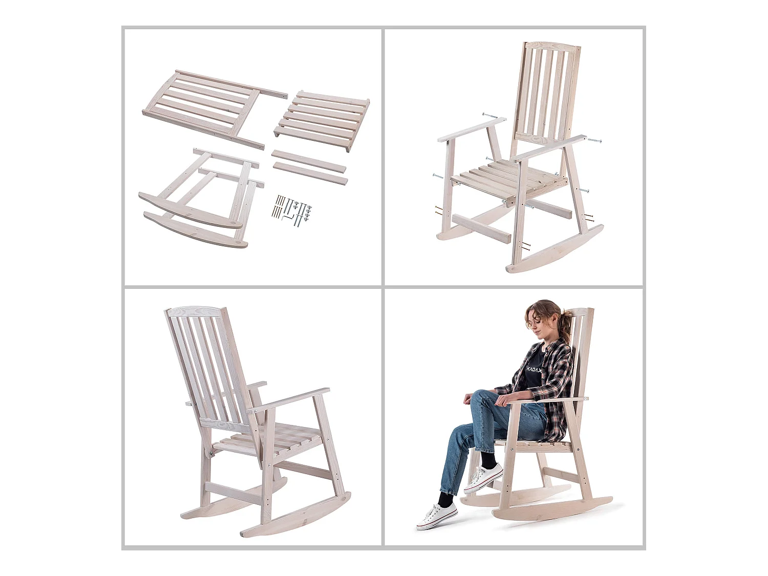 Chaise à bascule en bois Crenay blanche