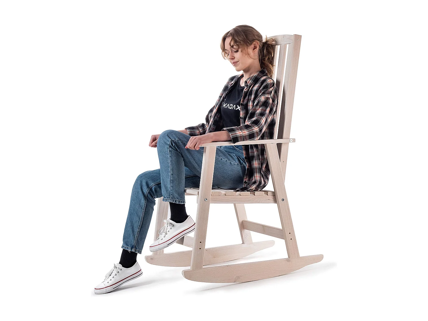 Houten schommelstoel Crenay wit