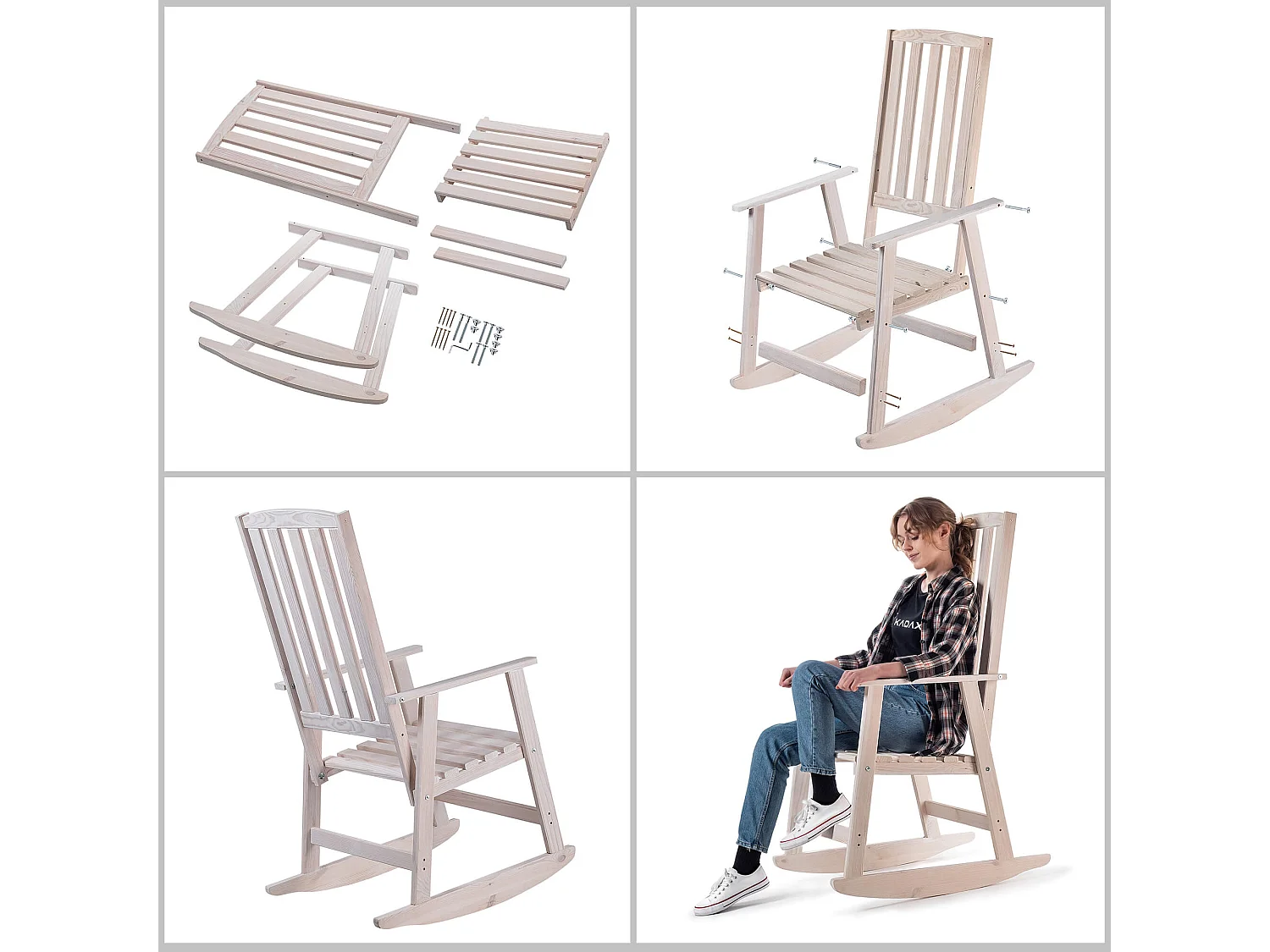 Houten schommelstoel Crenay wit