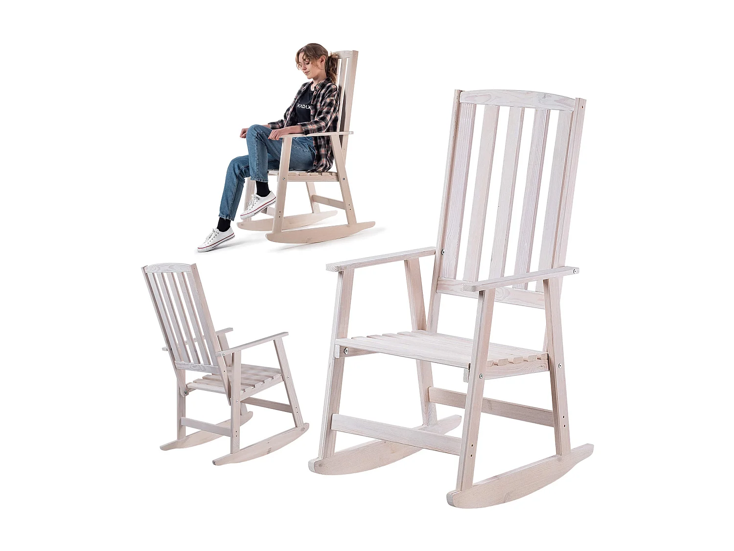 Chaise à bascule en bois Crenay blanche