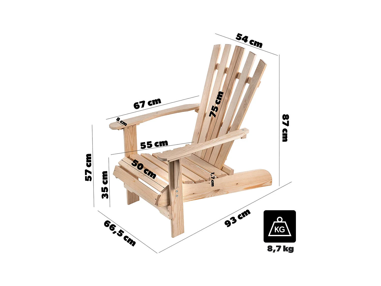 Cadeira de praia Arphy em madeira natural