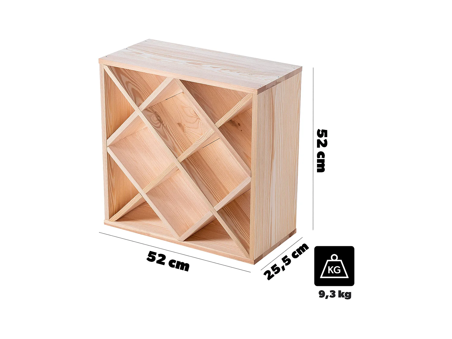 KADAX Regał na wino Loreo kratka drewniany jasny brąz