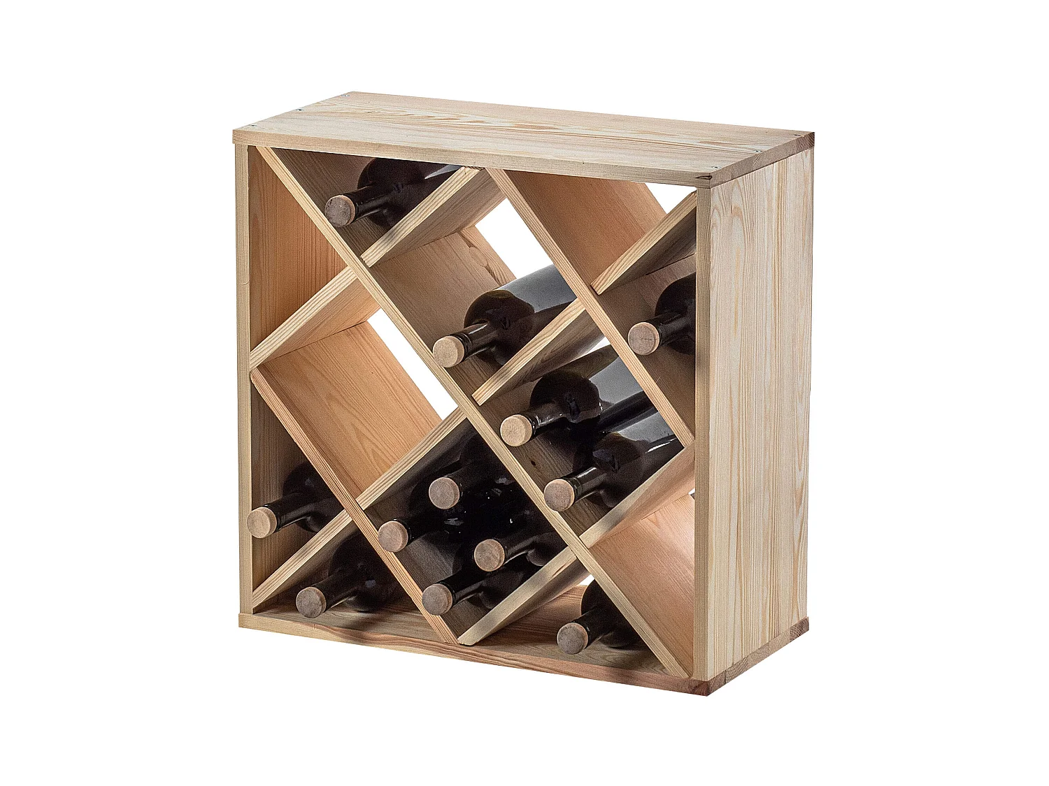 KADAX Regał na wino Loreo kratka drewniany jasny brąz