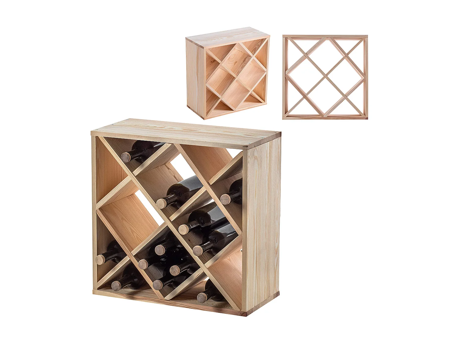 Weinregal Loreo, Holzgitter, hellbraun