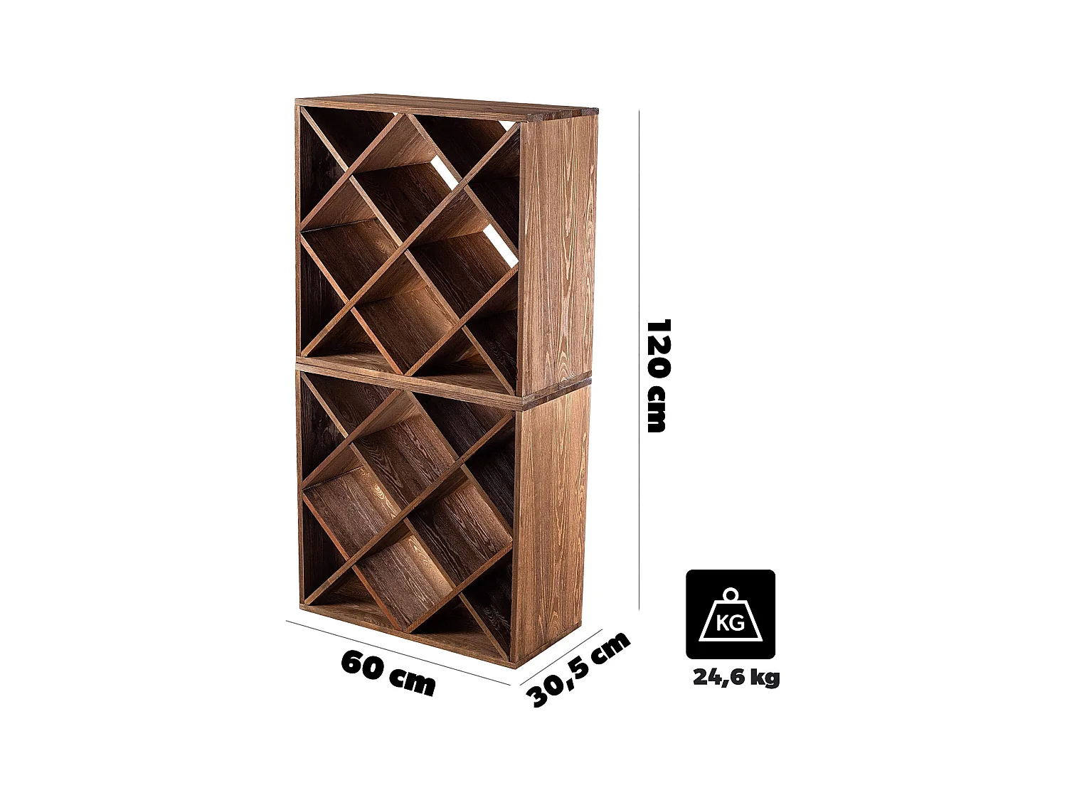 Loreo wijnrek, houten rooster, donkerbruin, 2 stuks