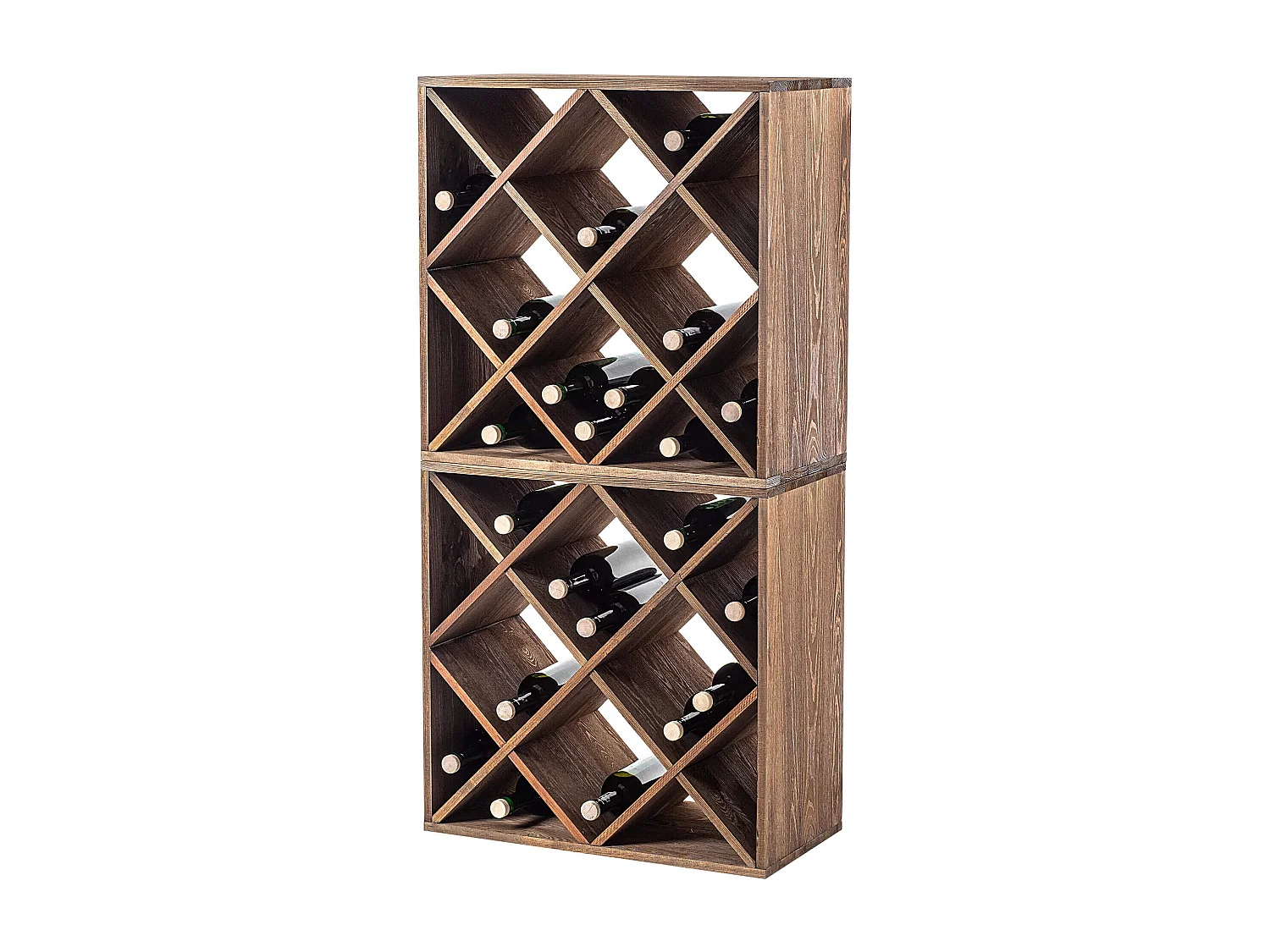 Loreo wijnrek, houten rooster, donkerbruin, 2 stuks