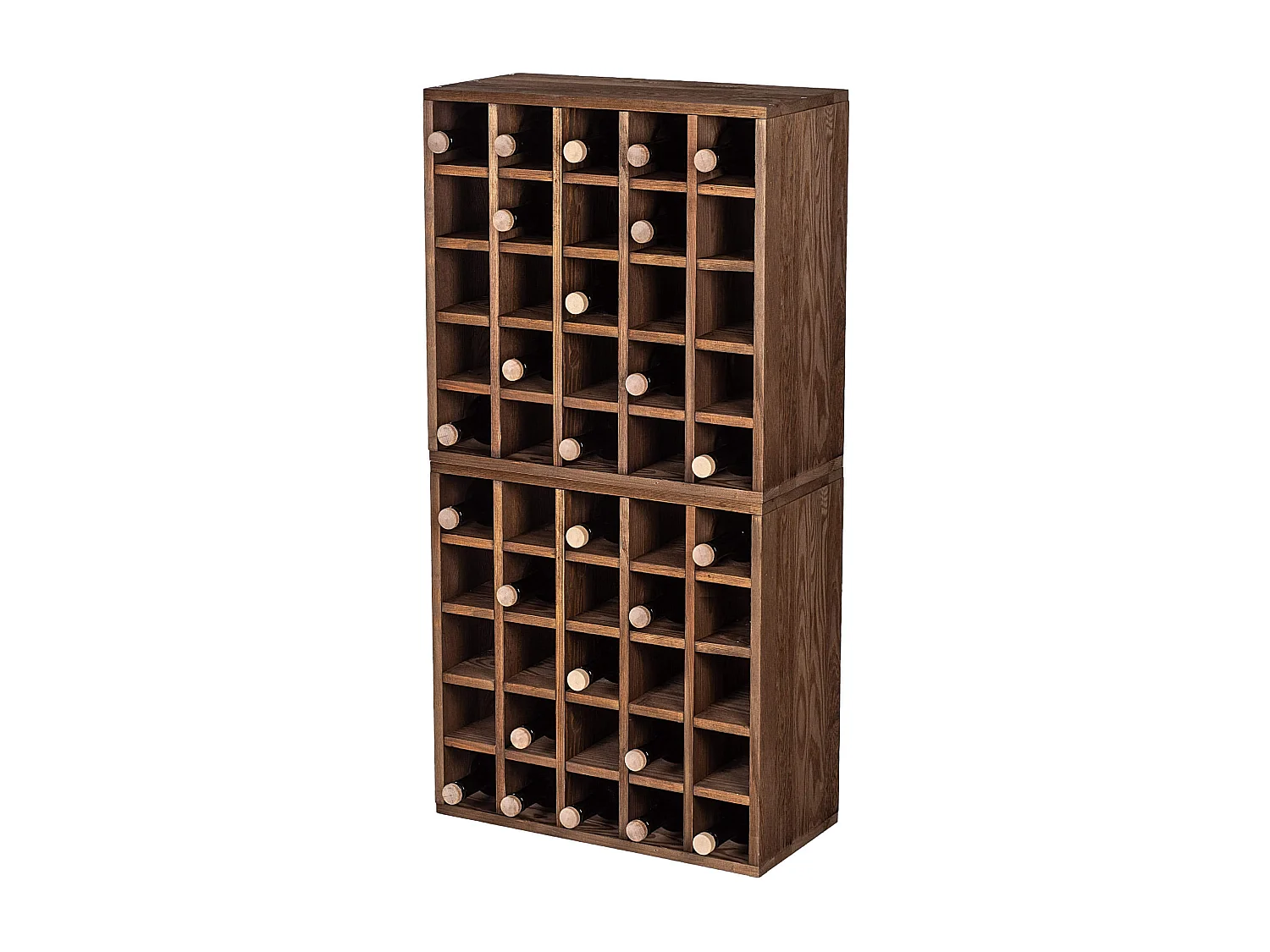 KADAX Regał na wino Loreo szachownica drewniany ciemny brąz 2szt