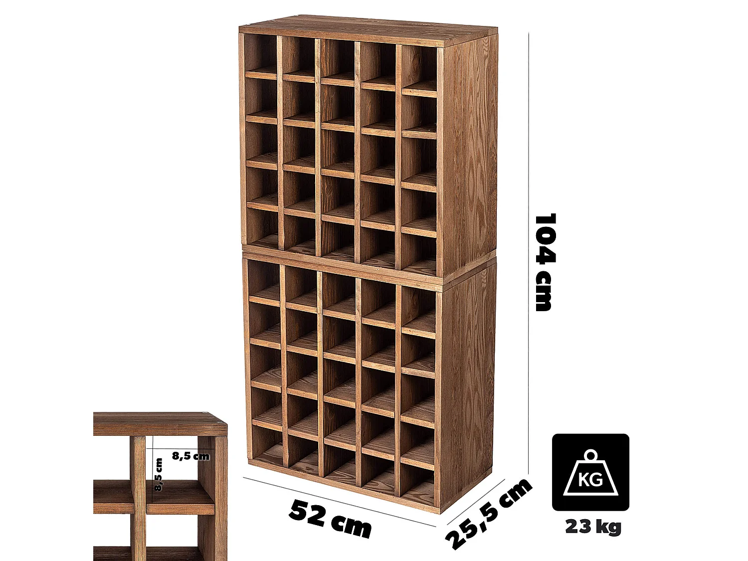 KADAX Regał na wino Loreo szachownica drewniany ciemny brąz 2szt