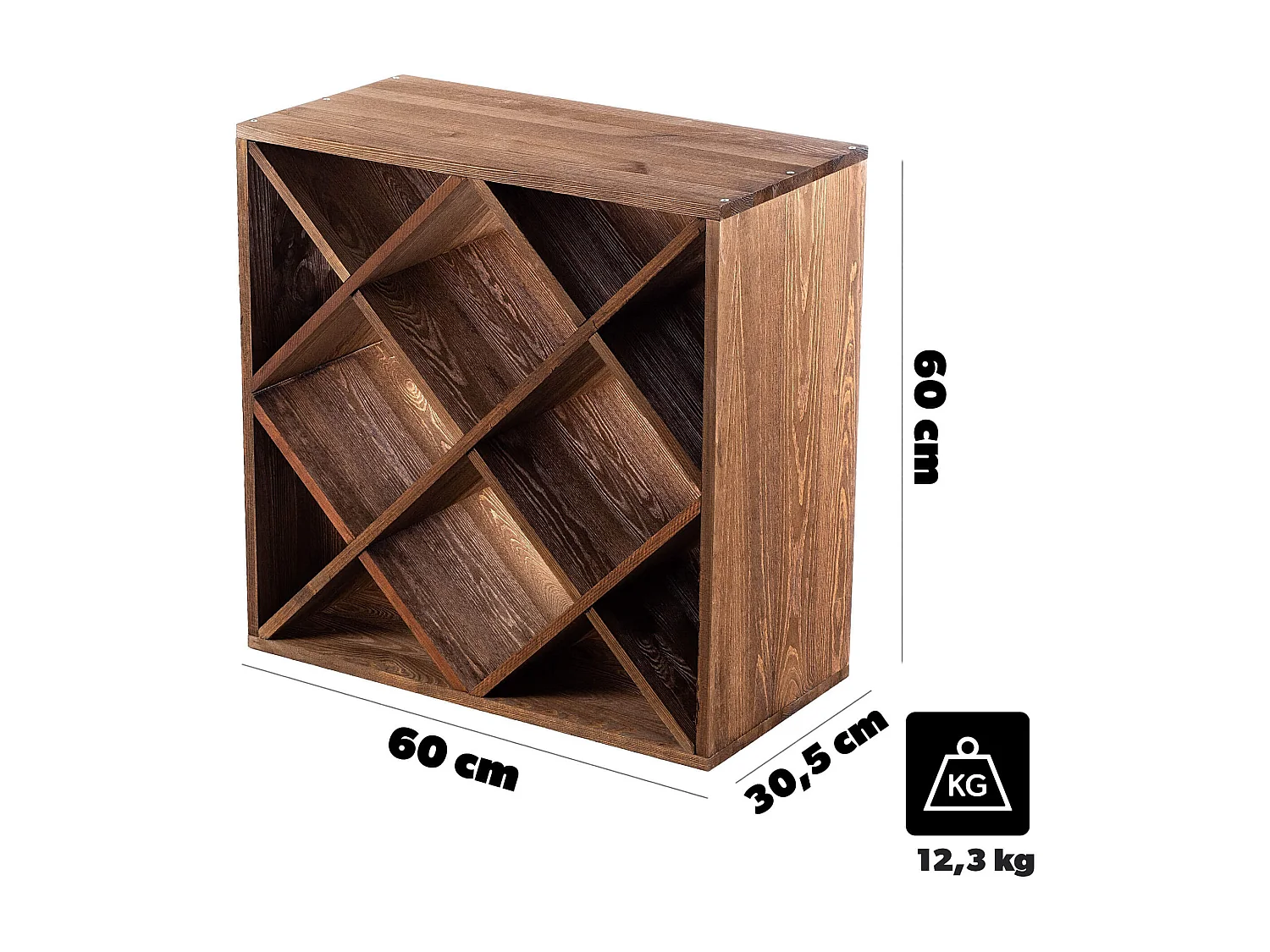 KADAX Regał na wino Loreo kratka drewniany ciemny brąz