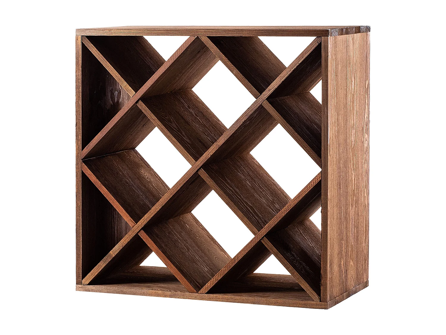 KADAX Regał na wino Loreo kratka drewniany ciemny brąz