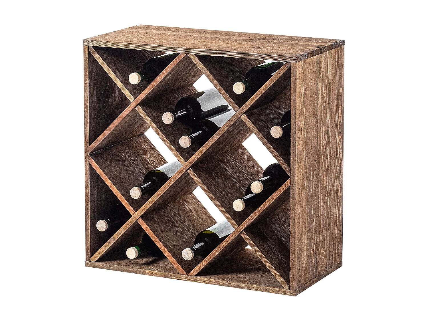KADAX Regał na wino Loreo kratka drewniany ciemny brąz