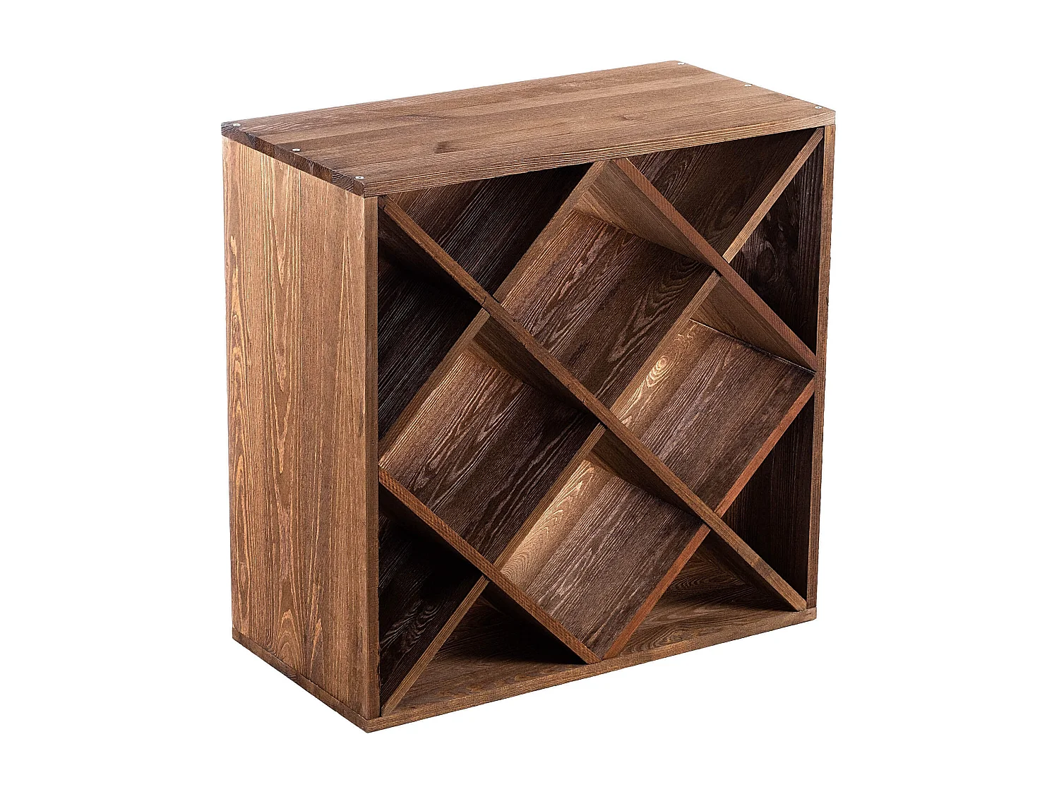 KADAX Regał na wino Loreo kratka drewniany ciemny brąz