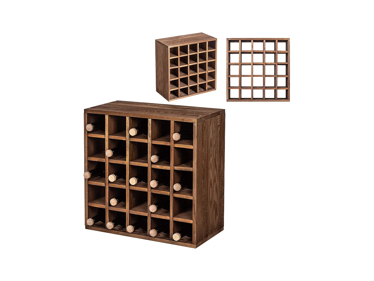 KADAX Regał na wino Loreo szachownica drewniany ciemny brąz