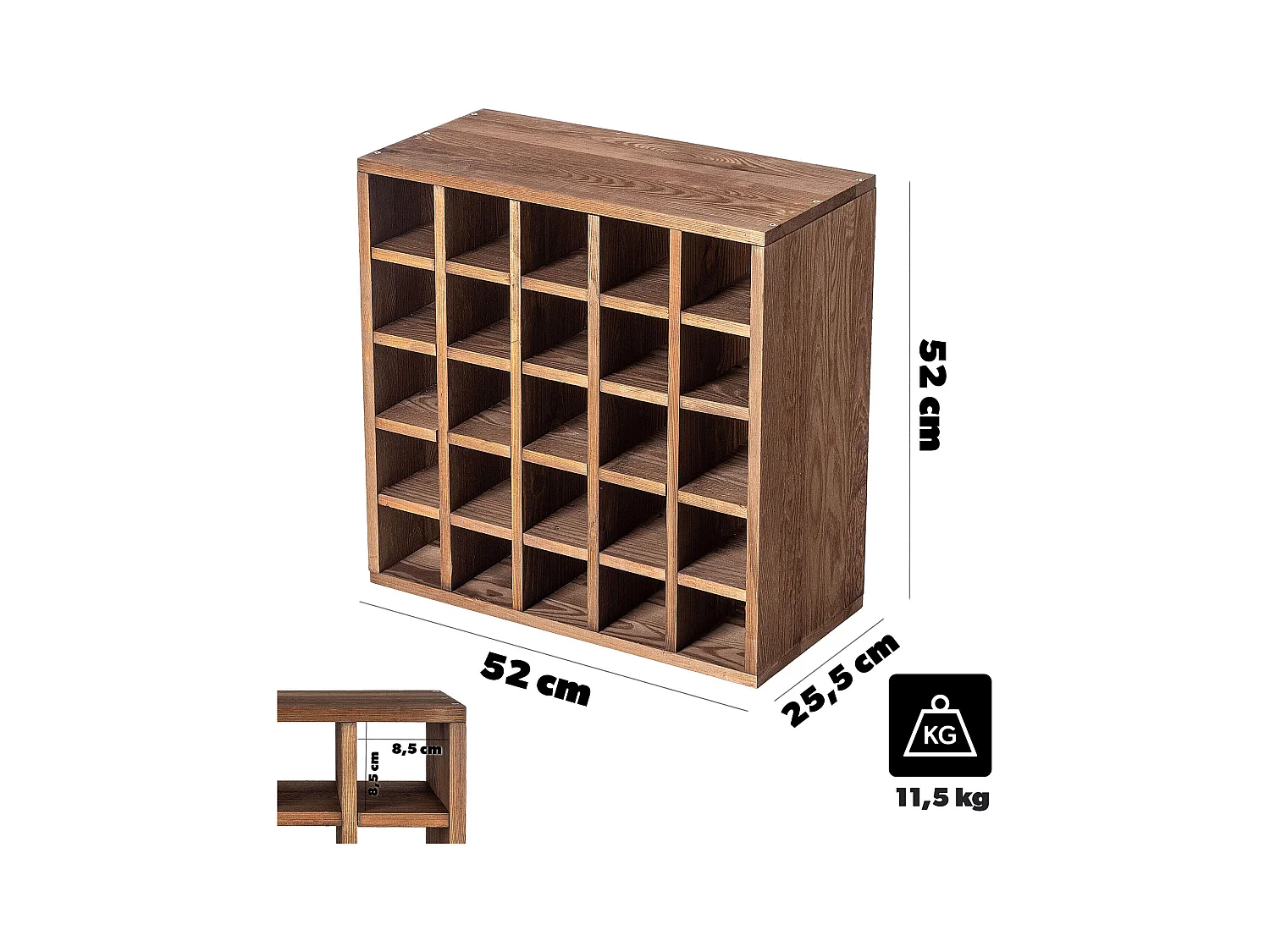 KADAX Regał na wino Loreo szachownica drewniany ciemny brąz