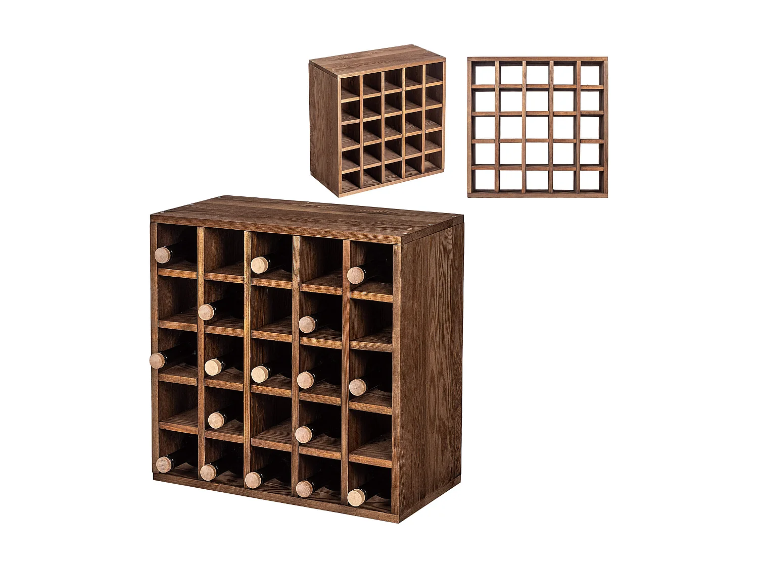 Casier à vin Loreo en bois damier marron foncé