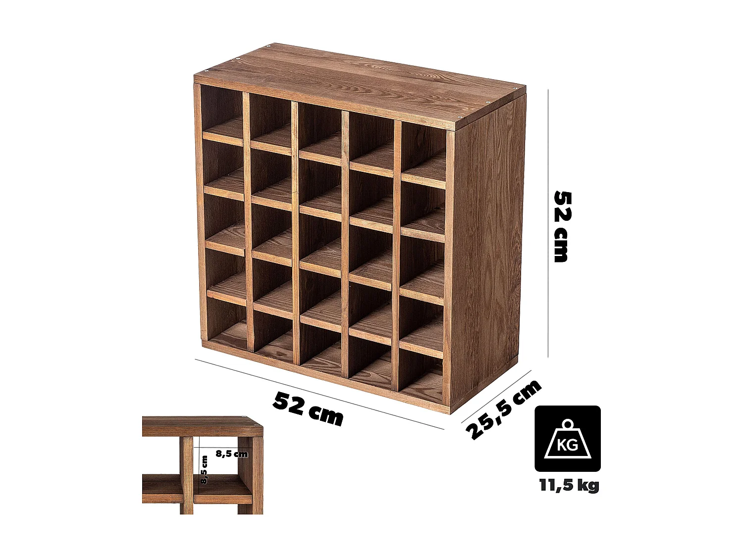 Casier à vin Loreo en bois damier marron foncé