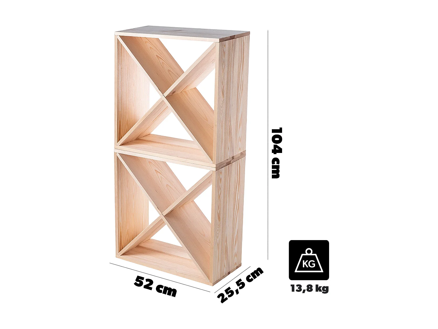 KADAX Regał na wino Loreo X drewniany jasny brąz 2szt