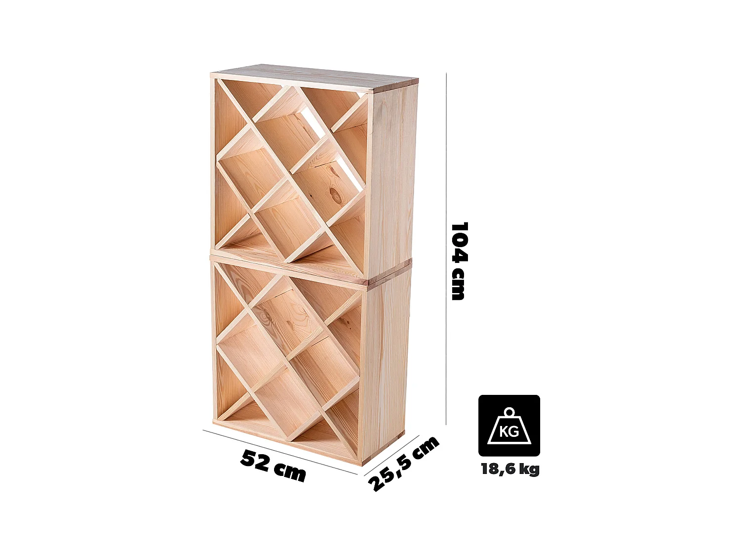 Suporte para vinhos Loreo com grade de madeira marrom claro 2 peças