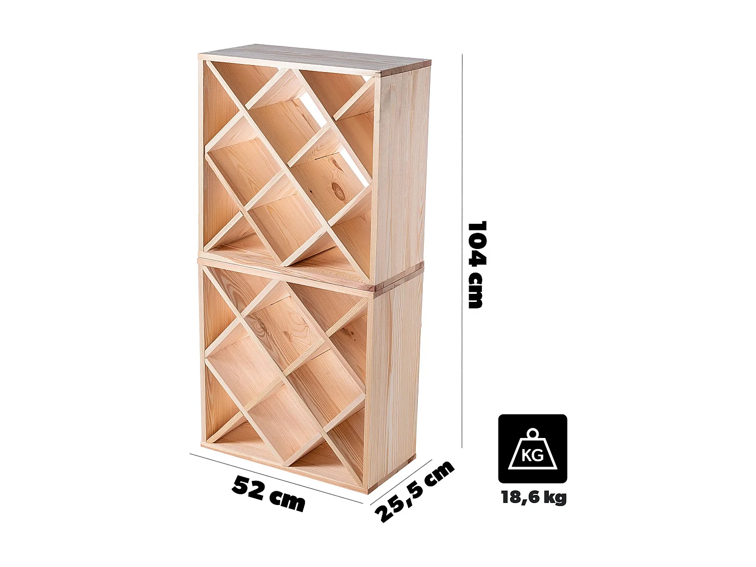 Suporte para vinhos Loreo com grade de madeira marrom claro 2 peças