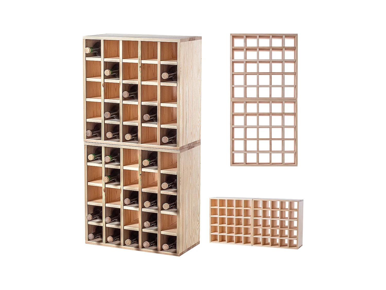 Loreo Weinregal Schachbrett Holz hellbraun 2 Stück