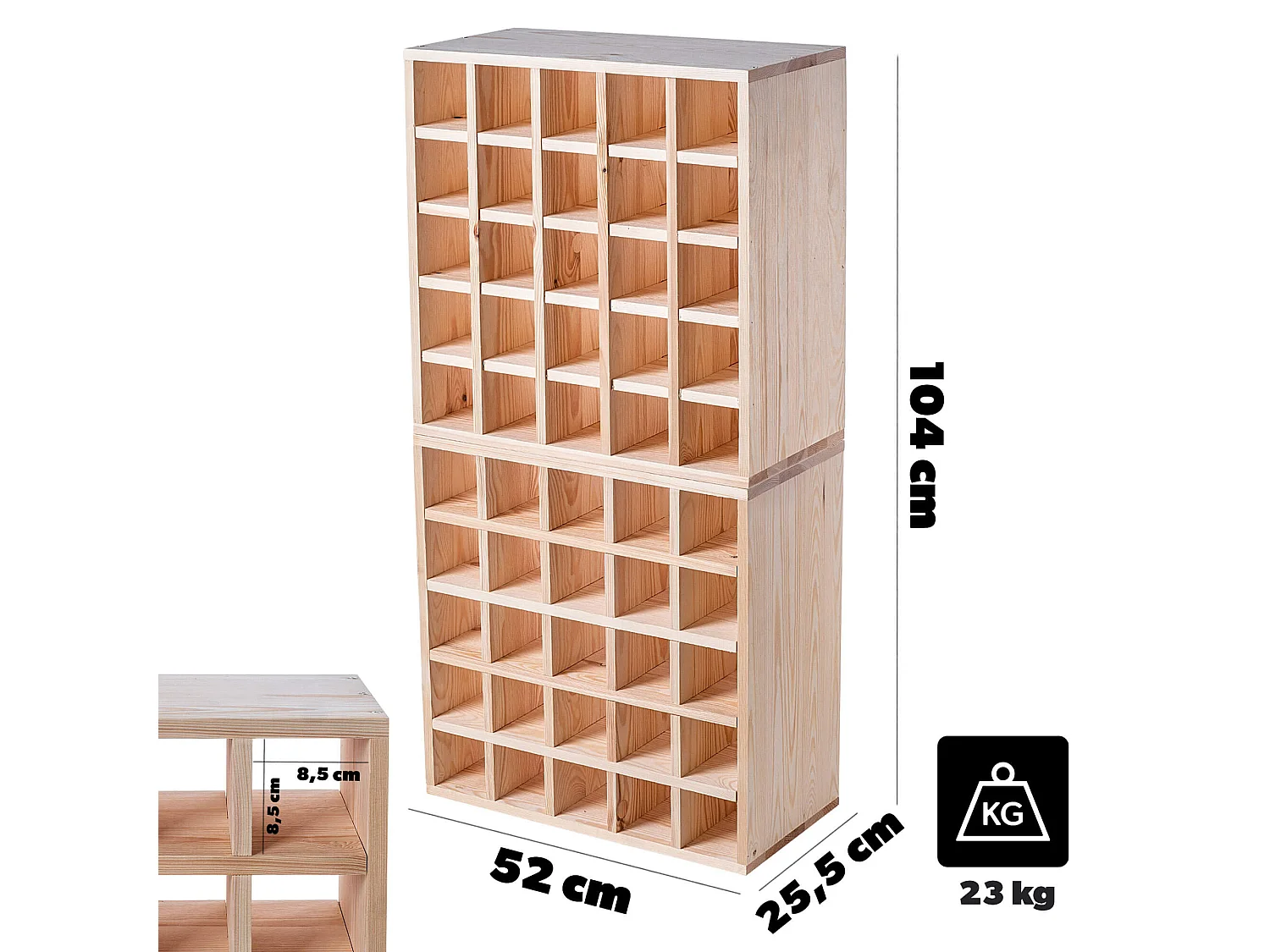 Casier à vin Loreo en bois damier marron clair 2 pièces