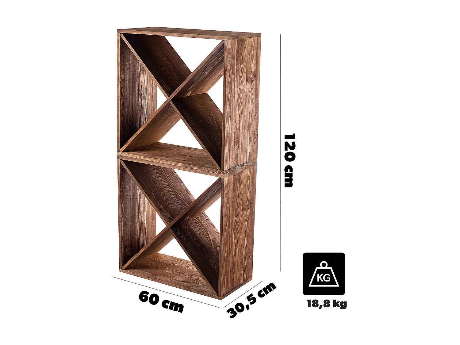 KADAX Regał na wino Loreo X drewniany ciemny brąz 2szt