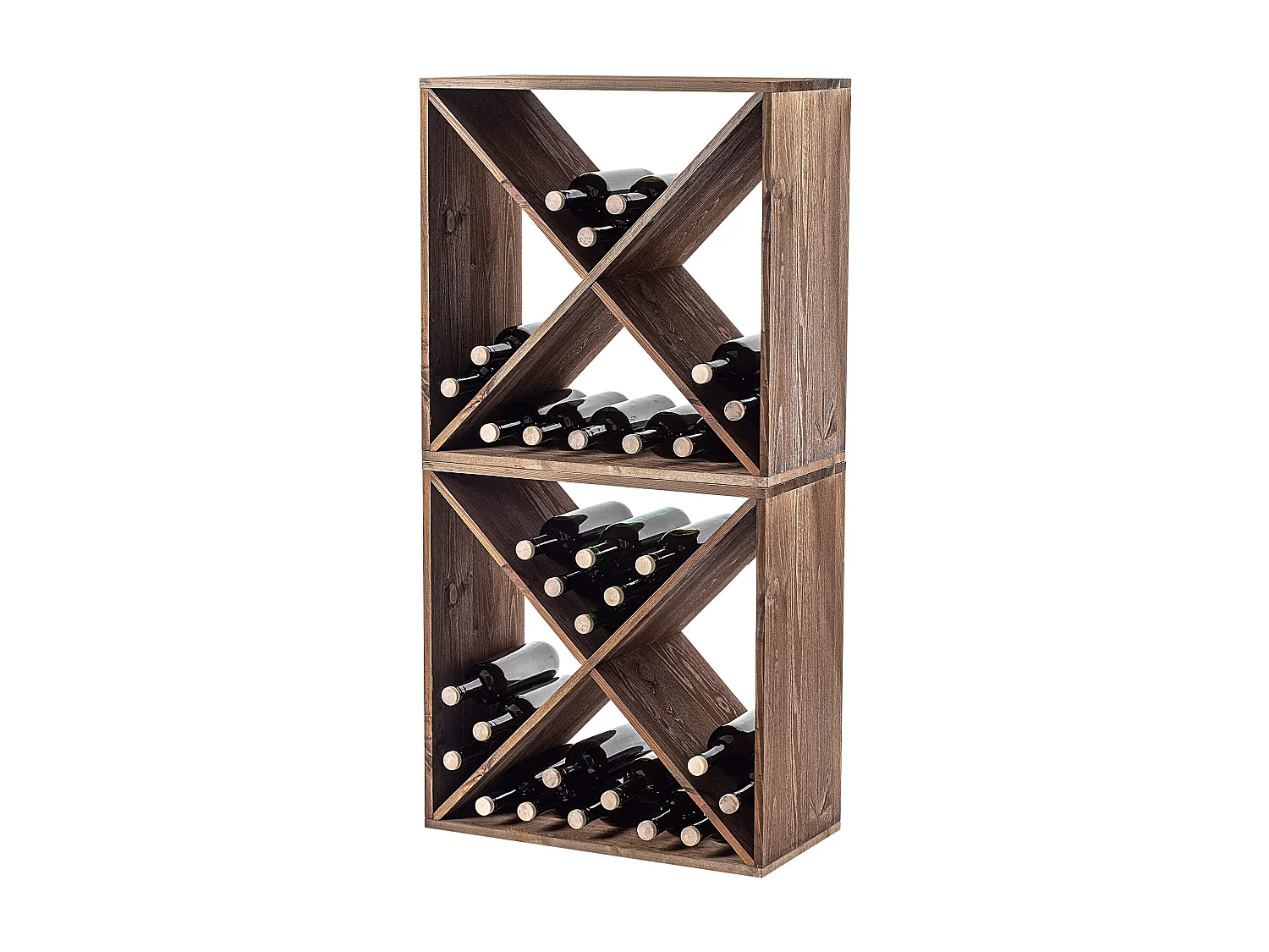 KADAX Regał na wino Loreo X drewniany ciemny brąz 2szt