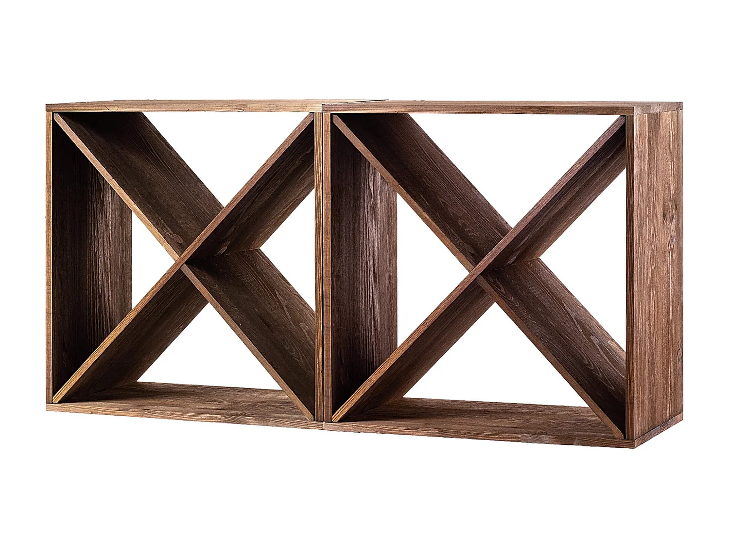 KADAX Regał na wino Loreo X drewniany ciemny brąz 2szt