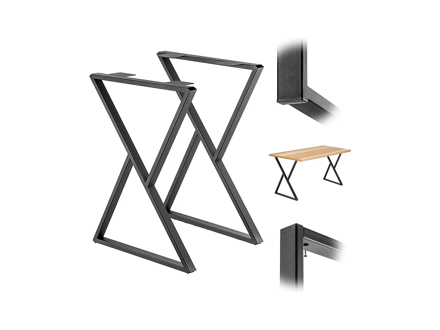 Pieds de table massifs KADAX, pieds de table industriels, pieds de meubles rustiques, pieds de table en acier robuste, pieds de meubles modernes, base de table