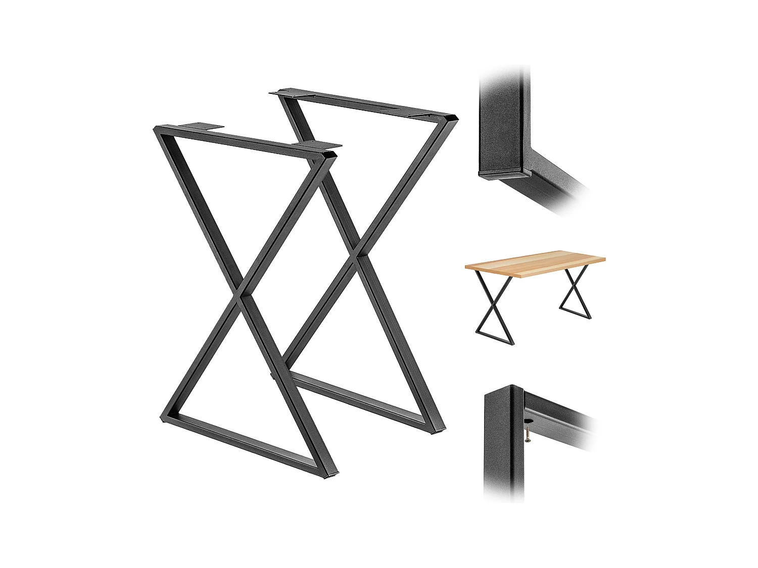 Pieds de table massifs KADAX, pieds de table industriels, pieds de meubles rustiques, pieds de table en acier robuste, pieds de meubles modernes, base de table